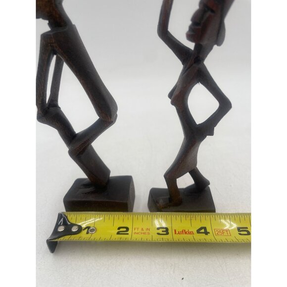 Hand-Carved Wooden Figurines 1980's  Kenya Women 7" Tall African Decor Art - Picture 4 of 7